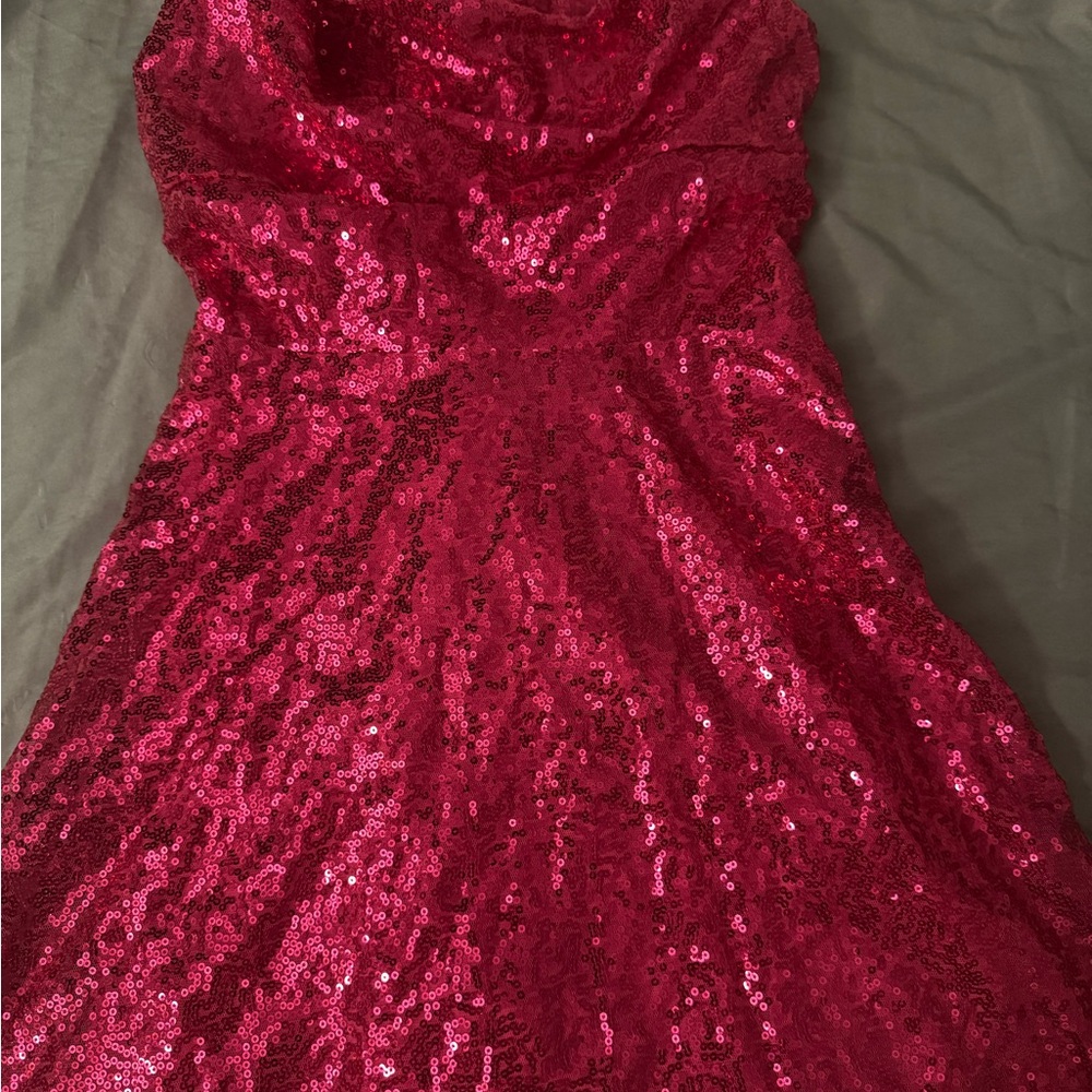 Dress Barn Strapless Red Sequin Dress
